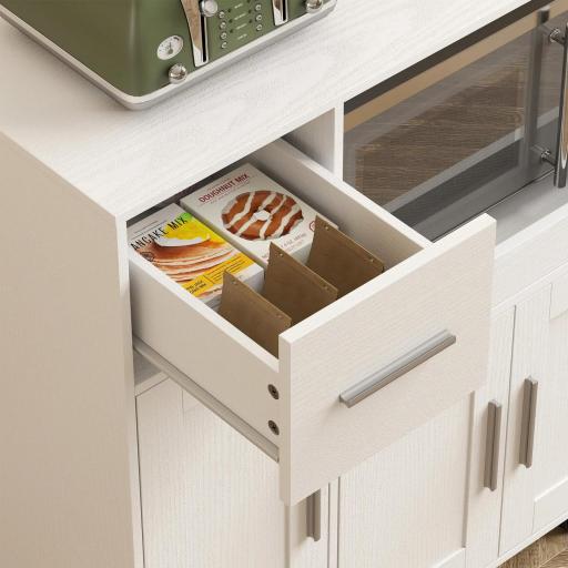 Mueble Auxiliar de Cocina con Ruedas Aparador de Cocina para Microondas con Bandeja Deslizante 80x40x88,7 cm Blanco [7]