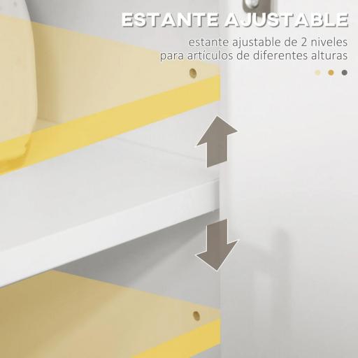 Aparador de Cocina para Microondas Armario Bajo de Cocina Mueble Auxiliar de Comedor con 3 Puertas y Cajón 90x30x94 cm Blanco [4]