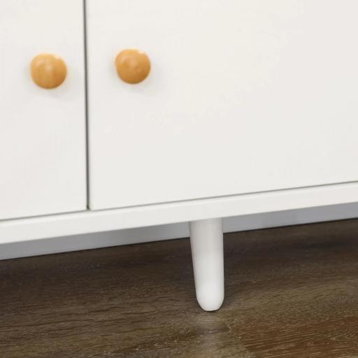 Aparador de Cocina para Microondas Armario Bajo de Cocina Mueble Auxiliar de Comedor con 3 Puertas y Cajón 90x30x94 cm Blanco [5]