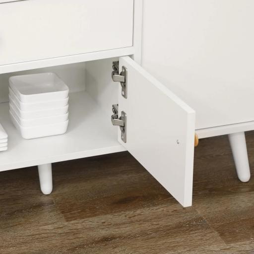 Aparador de Cocina para Microondas Armario Bajo de Cocina Mueble Auxiliar de Comedor con 3 Puertas y Cajón 90x30x94 cm Blanco [2]