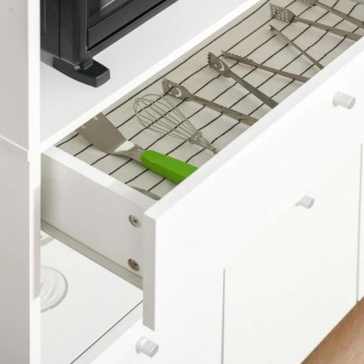 Mueble Auxiliar de Cocina Mueble para Microondas Aparador de Cocina con Cajón Estantes 3 Puertas 3 Compartimientos Diseño Anti-vuelco para Comedor 90x40x120 cm Blanco [7]