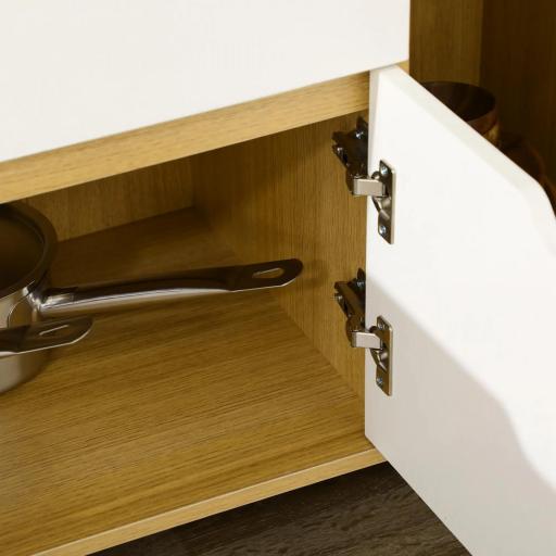 Aparador Auxiliar para Microondas Armario de Cocina Moderno con Cajón 3 Puertas y Compartimiento 90x40x98,5 cm Blanco [7]