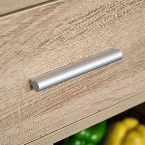 Carro de Cocina para Microondas Aparador de Almacenaje con 4 Ruedas y Frenos Cajón Estantes Abiertos Compartimento con Puerta 60x40x108 cm Roble [6]