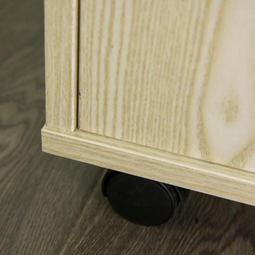 Aparador Auxiliar para Microondas Armario Bajo de Cocina con Armario de 2 Puertas y Estante Ajustable con Ruedas Carga 70 kg 60,4x40,3x97 cm Roble [7]