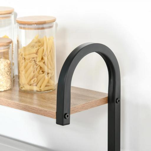 Estantería de Cocina de 4 Niveles con Ganchos Estantería para Microondas 60x40x125 cm Madera Natural [6]