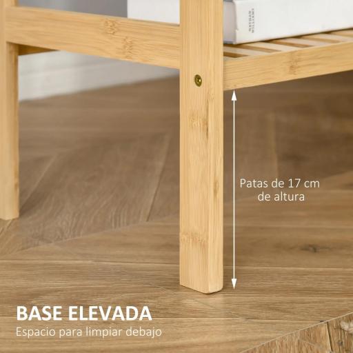 Estantería Librería de Bambú Mueble Organizador Multifuncional de 4 Niveles con Antivuelco 62x33x112 cm Natural [4]