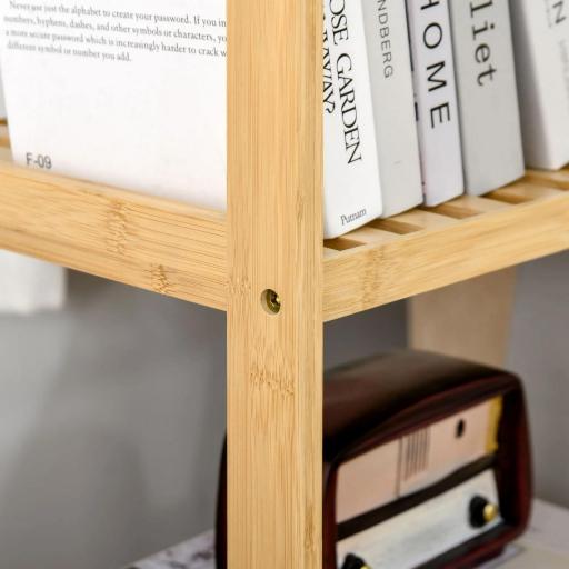 Estantería Librería de Bambú Mueble Organizador Multifuncional de 4 Niveles con Antivuelco 62x33x112 cm Natural [6]