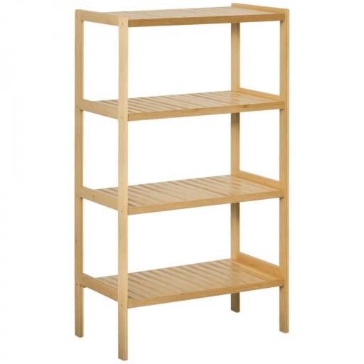 Estantería Librería de Bambú Mueble Organizador Multifuncional de 4 Niveles con Antivuelco 62x33x112 cm Natural [9]
