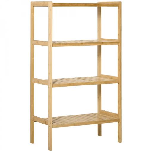 Estantería Librería de Bambú Mueble Organizador Multifuncional de 4 Niveles con Antivuelco 62x33x112 cm Natural [8]