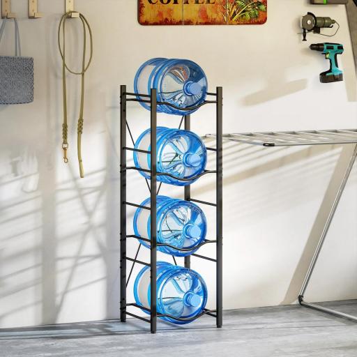 Soporte para Garrafones de Agua de 4 Niveles Estante de Almacenamiento para Botella de Agua para Cocina Comedor Negro [6]