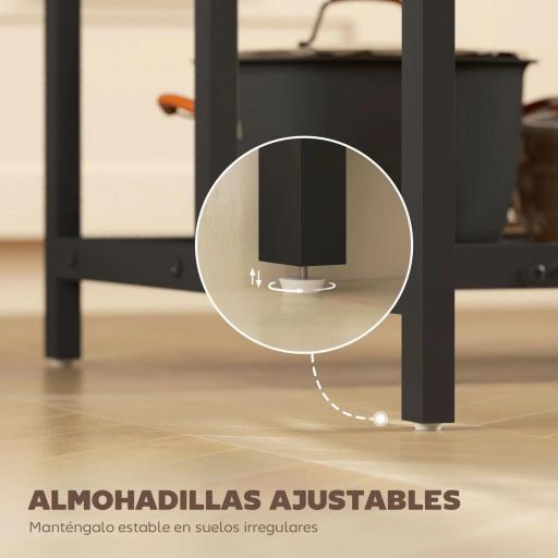 Estantería de Cocina con Puertos USB Tomas de Corriente y Almacenaje con Baldas Ganchos y Encimera Amplia 116x70x182 cm [4]