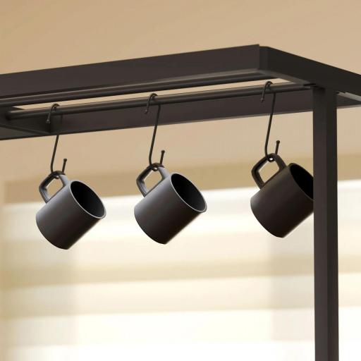 Estantería de Cocina con Puertos USB Tomas de Corriente y Almacenaje con Baldas Ganchos y Encimera Amplia 116x70x182 cm [6]