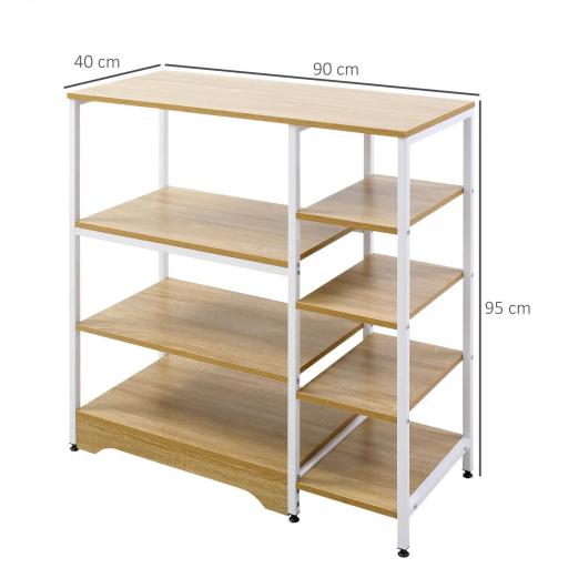 Estante de Cocina Estantería para Microondas Horno Multiusos con 7 Estantes de Almacenamiento para Utensilios Libros Plantas 90x40x95 cm Madera Natural [1]