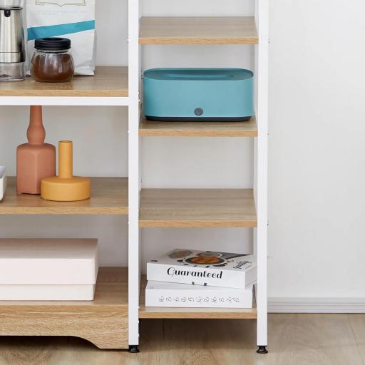 Estante de Cocina Estantería para Microondas Horno Multiusos con 7 Estantes de Almacenamiento para Utensilios Libros Plantas 90x40x95 cm Madera Natural [5]