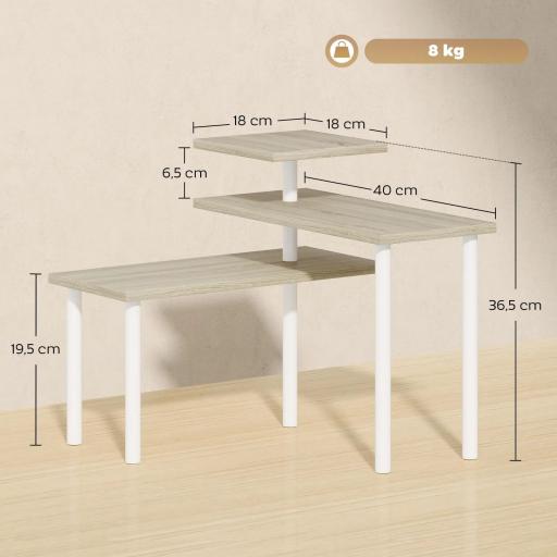 Estantería de Cocina de 3 Niveles con 3 Baldas Giratorias Marco de Metal y Diseño Escalonado para Comedor Salón Natural [1]