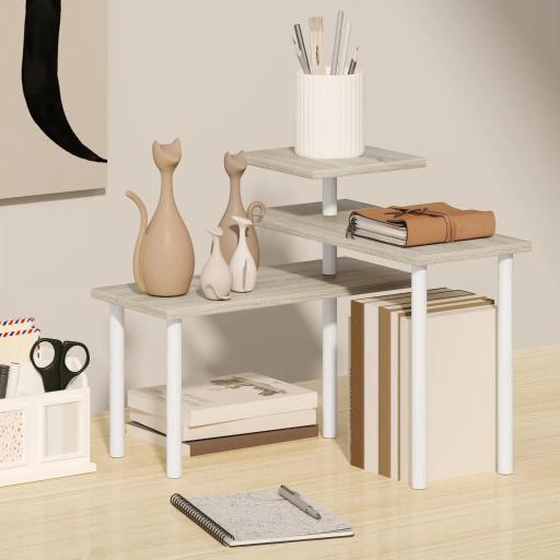 Estantería de Cocina de 3 Niveles con 3 Baldas Giratorias Marco de Metal y Diseño Escalonado para Comedor Salón Natural [5]