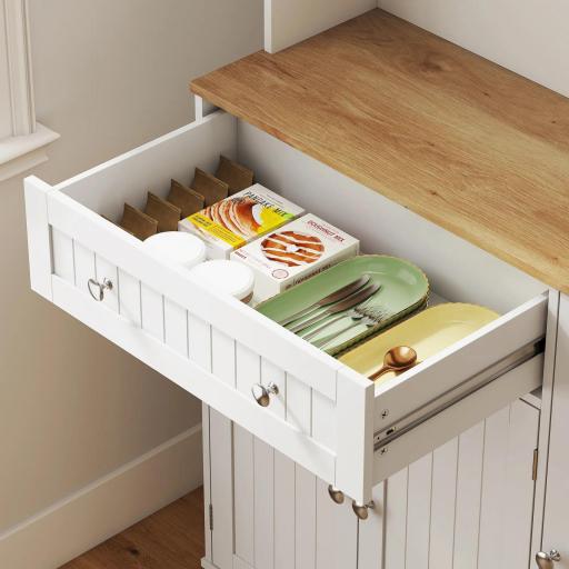 Alacena de Cocina con Estación de Carga 6 Puertas 1 Cajón Estantes Ajustables Encimera Amplio 100x40x173 cm Blanco [7]