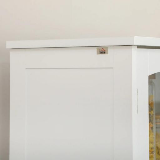 Alacena de Cocina con 2 Puertas de Vidrio 2 Estantes Ajustables y Cajón para Salón Comedor 60x30x160 cm Blanco [7]