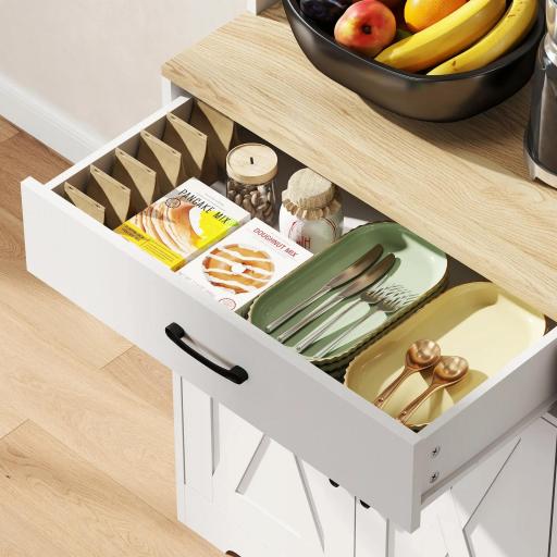 Alacena de Cocina con 6 Puertas Encimera para Microondas 2 Cajones Estantes Ajustables Orificio para Cable Blanco [7]