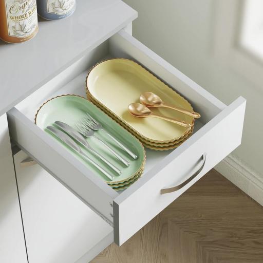 Alacena de Cocina Aparador de Comedor con 1 Cajón 6 Puertas y Estantes Ajustable Estilo Moderno 101x39x180 cm Blanco [7]