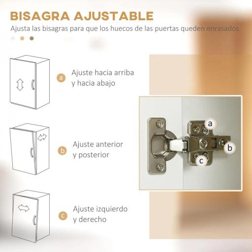 Alacena de Cocina Aparador de Comedor con 4 Puertas Bandeja Extraíble Estante Ajustable Cajón 70x40x180 cm Blanco [4]