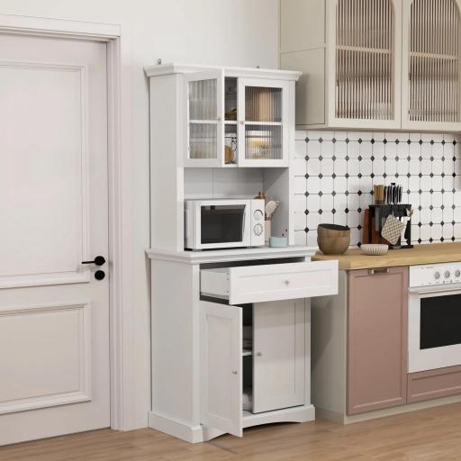 Alacena de Cocina con 1 Cajón 4 Puertas y Estantes Ajustables Carga 50 kg Mueble de Cocina 79x40x180 cm Blanco