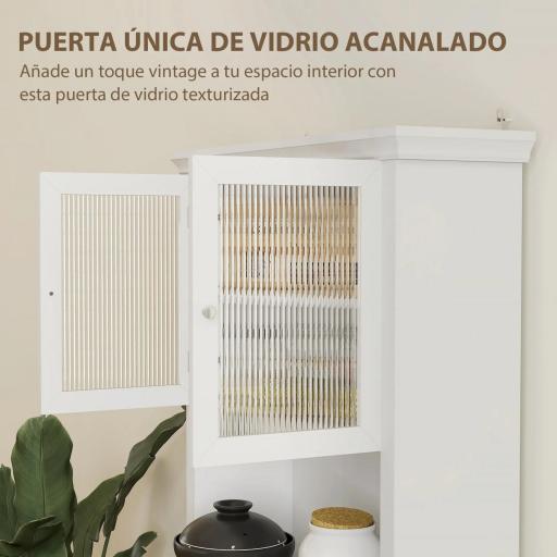 Alacena de Cocina con 1 Cajón 4 Puertas y Estantes Ajustables Carga 50 kg Mueble de Cocina 79x40x180 cm Blanco [2]