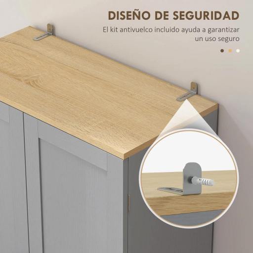 Alacena de Cocina Armario de Almacenaje Multifuncional con 4 Puertas y Estantes Ajustables 60x30x171 cm Gris [4]