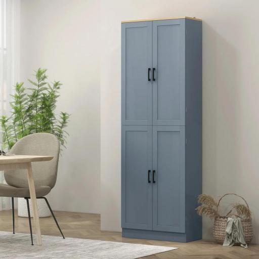 Alacena de Cocina Armario de Almacenaje Multifuncional con 4 Puertas y Estantes Ajustables 60x30x171 cm Gris [6]