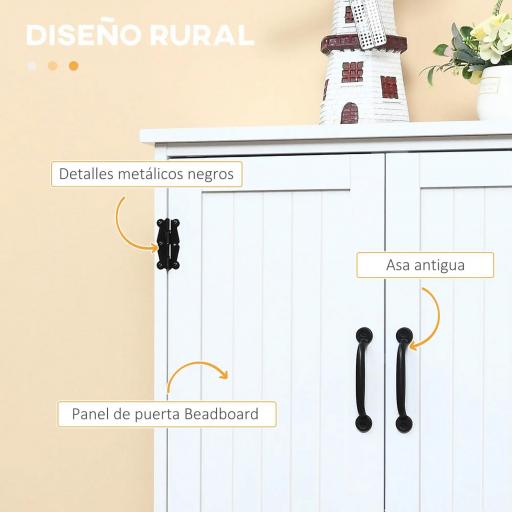 Alacena de Cocina Aparador Alto de Cocina Mueble Auxiliar con 4 Puertas y Estantes Ajustables 60x30x123 cm Blanco [3]