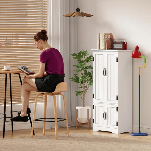 Alacena de Cocina Aparador Alto de Cocina Mueble Auxiliar con 4 Puertas y Estantes Ajustables 60x30x123 cm Blanco [6]