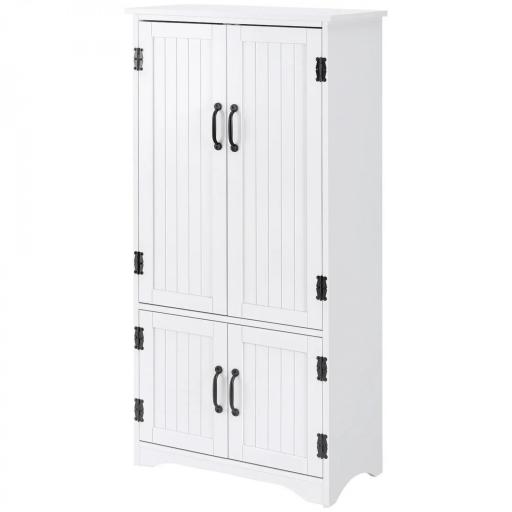 Alacena de Cocina Aparador Alto de Cocina Mueble Auxiliar con 4 Puertas y Estantes Ajustables 60x30x123 cm Blanco [9]