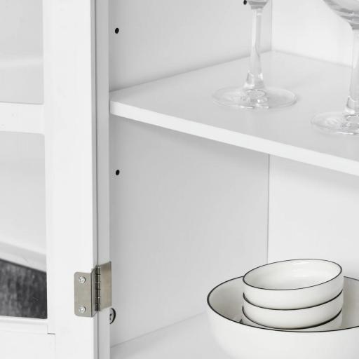 Armario de Cocina Aparador de Comedor con 2 Cajones Estantes Ajustables y Antivuelco 68x39,5x170 cm Blanco [7]