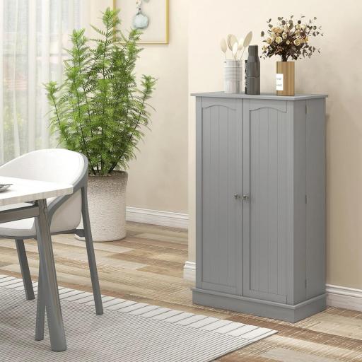 Armario Despensa Cocina con 2 Puertas y 16 Estantes Alacena Moderna con Estantes Ajustables 60x30x104cm Gris [5]