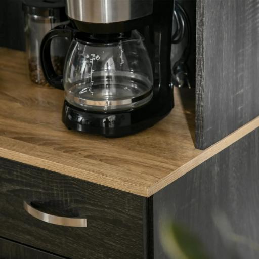 Alacena de Cocina con 1 Cajón 6 Puertas y Estantes Ajustable Estilo Moderno 101x39x180 cm Negro [6]