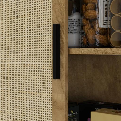 Alacena de Cocina con 4 Puertas de Ratán y Estantes Ajustables Estilo Bohemio Natural 80x33x162,6 cm [6]