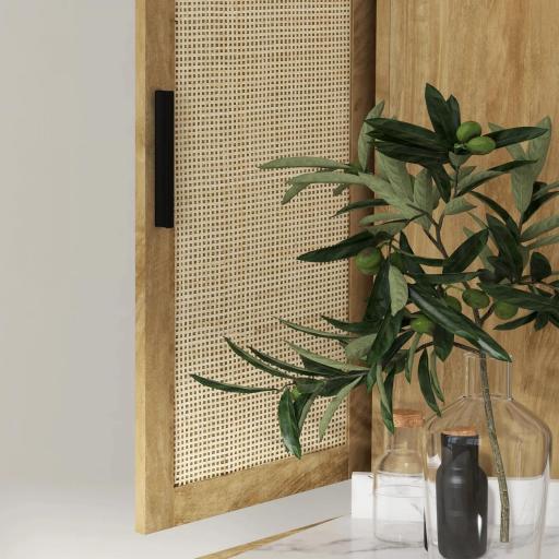 Alacena de Cocina con 4 Puertas de Ratán y Estantes Ajustables Estilo Bohemio Natural 80x33x162,6 cm [7]