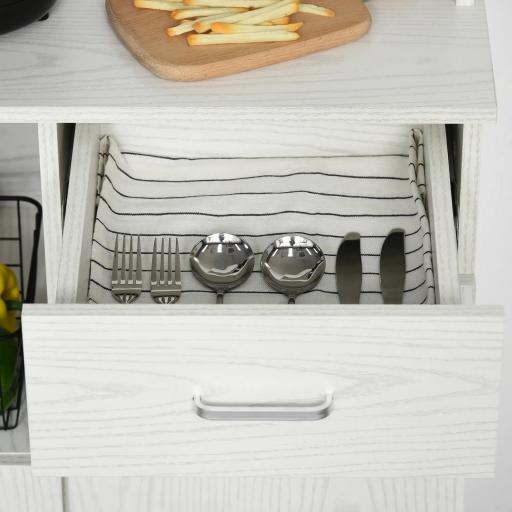 Armario de Cocina con 1 Cajón Estante Ajustable y Estante Abierto Estilo Moderno Antivuelco 71x41x178 cm Blanco [6]