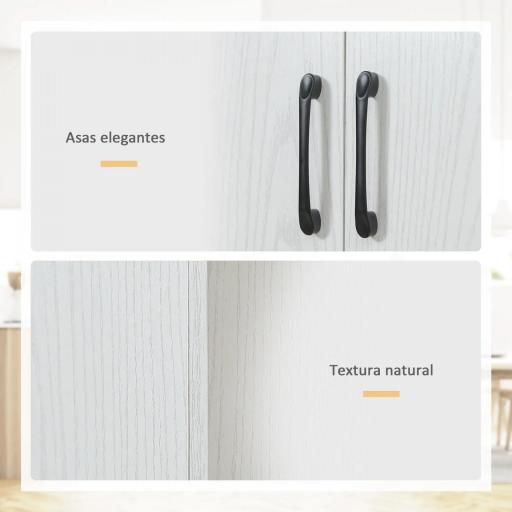 Alacena de Cocina Mueble Auxiliar con 4 Puertas y 5 Estantes Abiertos 60x36x168 cm Blanco [4]