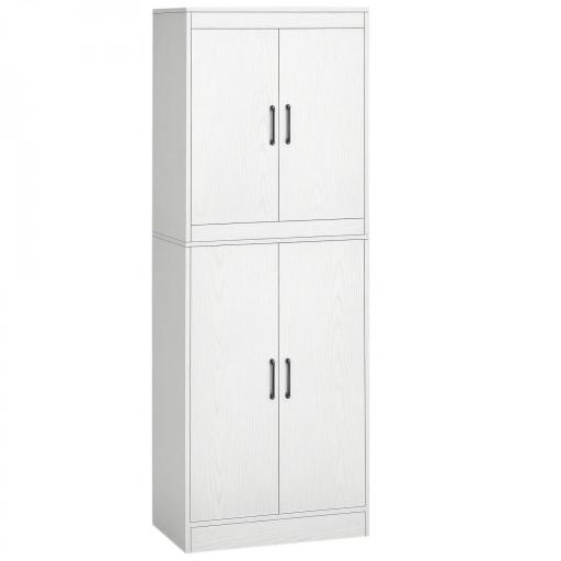 Alacena de Cocina Mueble Auxiliar con 4 Puertas y 5 Estantes Abiertos 60x36x168 cm Blanco [7]