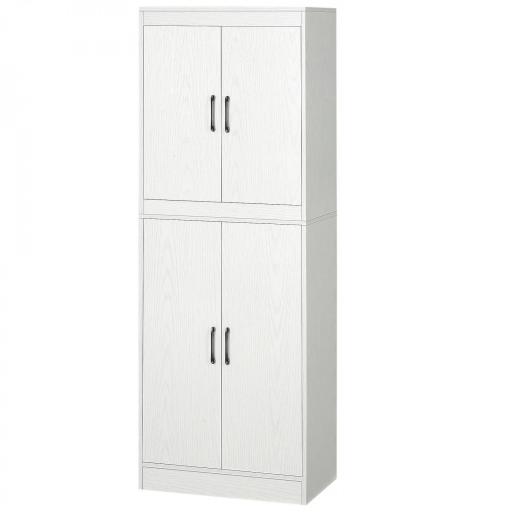 Alacena de Cocina Mueble Auxiliar con 4 Puertas y 5 Estantes Abiertos 60x36x168 cm Blanco [8]