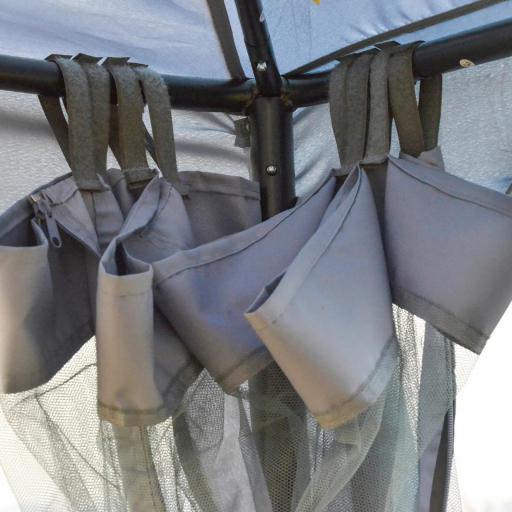 Pabellón de Exterior 3x3 m con Doble Techo de Ventilación 4 Cortinas 8 Orificios de Drenaje Gris [2]