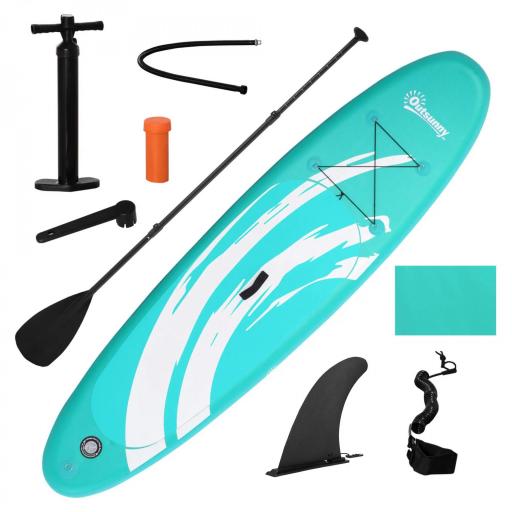 Tabla de Paddle Surf Hinchable 300x76x15 cm Tabla de Stand Up Paddling Inflable con Remo Ajustable Aletas Cubierta Antideslizante Bomba y Bolsa de Transporte Azul [7]