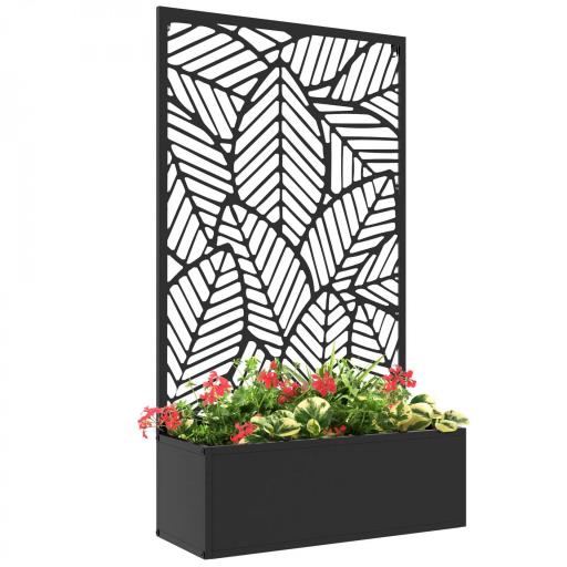 Jardinera con Biombo de Metal Huerto Urbano de Pared o de Pie para Cultivos Plantas o Decoración 61x23x113 cm Negro [8]