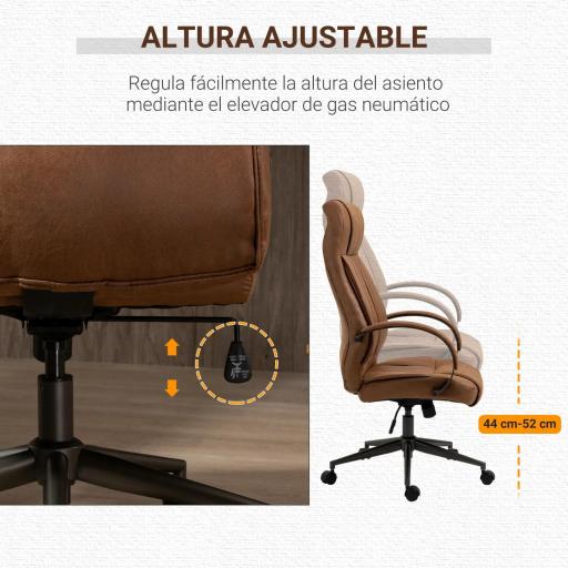 Silla de Escritorio Giratoria con Altura Ajustable Reposacabezas Reposabrazos y Respaldo 65x71,5x114-122 cm Marrón [4]