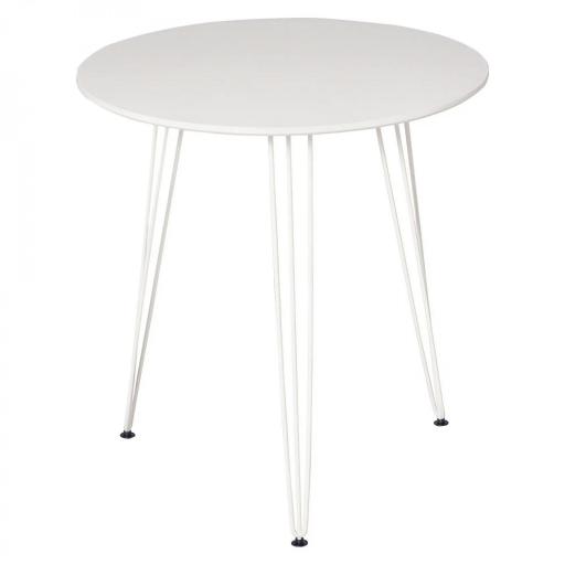 Mesa de Comedor Redonda con Patas de Horquilla Metálicas Estilo Moderno Nórdico para Cocina Salón Cafetería Bar Ø70x75 cm Blanco [9]