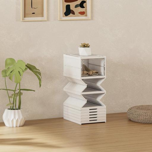  8 Cajas para Zapatos Apilables y Plegable con Puertas Transparentes hasta Talla 43 No Requiere Montaje Blanco [9]