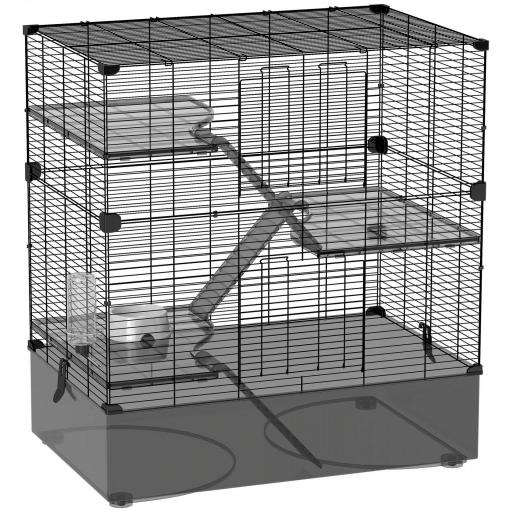 Jaula para Animales Pequeños con Múltiples Niveles Bandeja y Accesorios Incluidos 73x47x80 cm Negro [9]