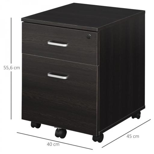 Archivador Móvil para Archivos A4 con Ruedas Gabinete de Archivos Suspendidos 2 Cajones Cerradura 40x45x55,6 cm wengué [1]