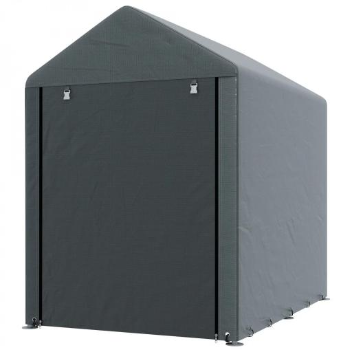 Carpa para Bicicletas y Motos 1,2x1,8x1,65 m con 2 Habitaciones Puerta con Cremallera Impermeable Anti-UV Gris Oscuro [5]